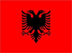 [ai] The flag of Albania featuring a black double-headed eagle centered on a red background.